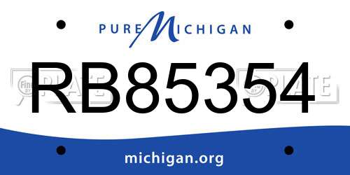 RB85354 Michigan License Plate