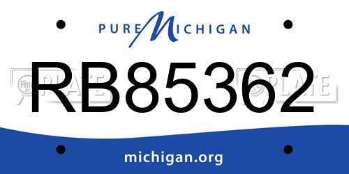 RB85362 Michigan License Plate