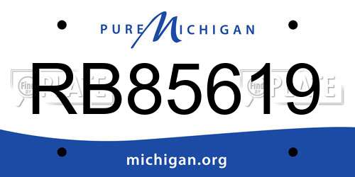 RB85619 Michigan License Plate