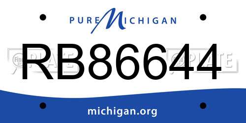 RB86644 Michigan License Plate