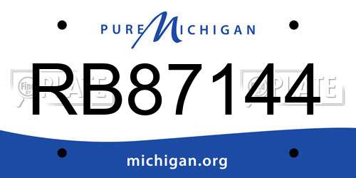 RB87144 Michigan License Plate