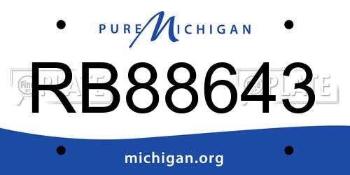 RB88643 Michigan License Plate