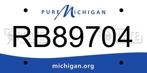 RB89704 Michigan License Plate