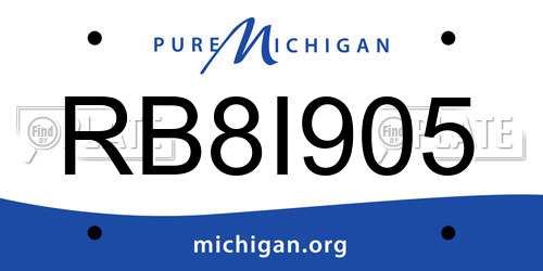 RB8I905 Michigan License Plate