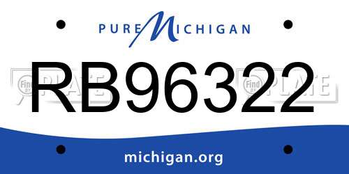 RB96322 Michigan License Plate