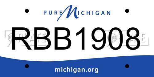 RBB1908 Michigan License Plate