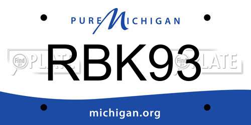 RBK93 Michigan License Plate