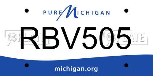 RBV505 Michigan License Plate