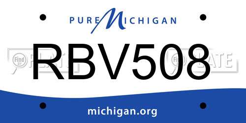 RBV508 Michigan License Plate