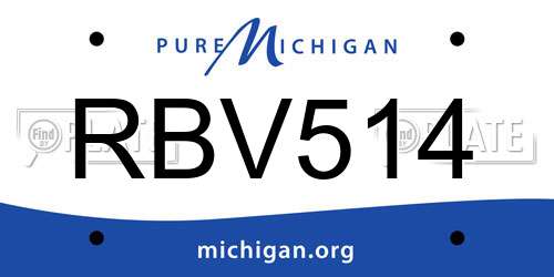 RBV514 Michigan License Plate