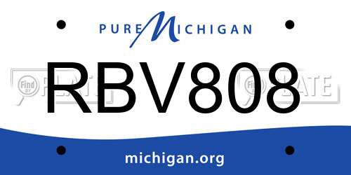 RBV808 Michigan License Plate