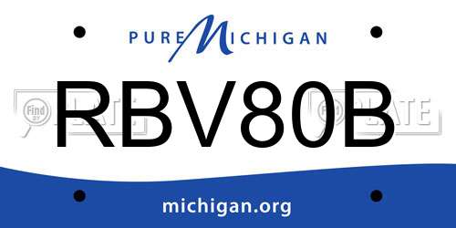 RBV80B Michigan License Plate