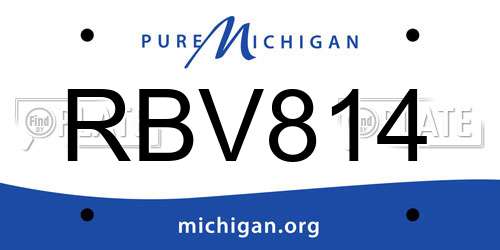 RBV814 Michigan License Plate