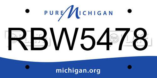 RBW5478 Michigan License Plate