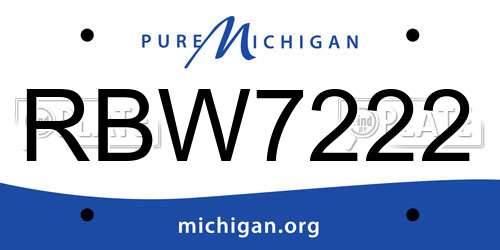RBW7222 Michigan License Plate