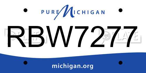RBW7277 Michigan License Plate