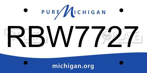 RBW7727 Michigan License Plate