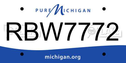 RBW7772 Michigan License Plate