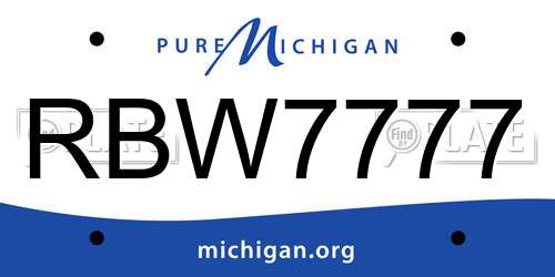 RBW7777 Michigan License Plate