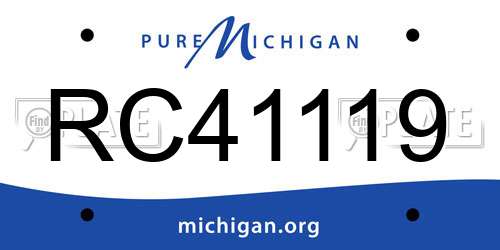 RC41119 Michigan License Plate