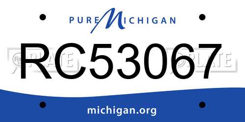 RC53067 Michigan License Plate