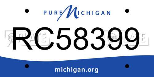 RC58399 Michigan License Plate