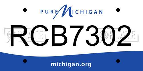 RCB7302 Michigan License Plate