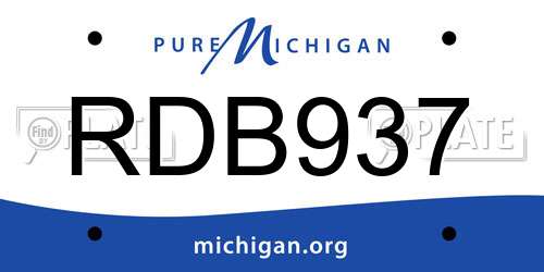 RDB937 Michigan License Plate