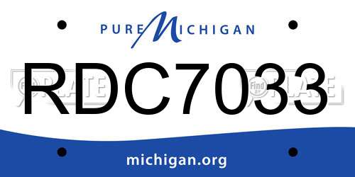 RDC7033 Michigan License Plate
