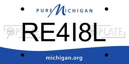 RE4I8L Michigan License Plate
