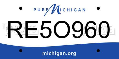 RE5O960 Michigan License Plate