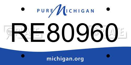 RE80960 Michigan License Plate
