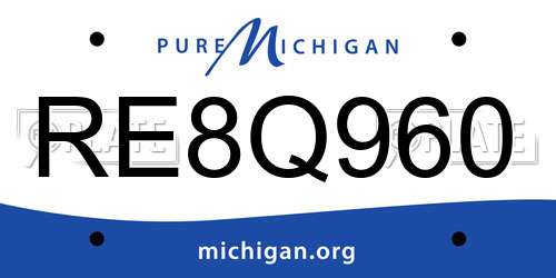 RE8Q960 Michigan License Plate