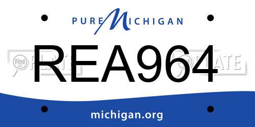 REA964 Michigan License Plate