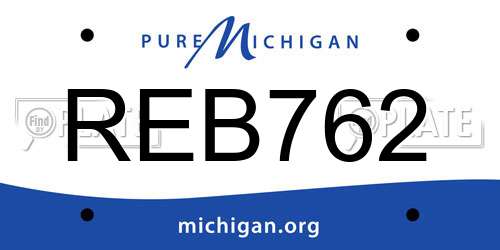REB762 Michigan License Plate