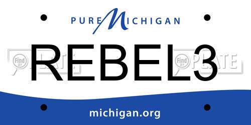 REBEL3 Michigan License Plate