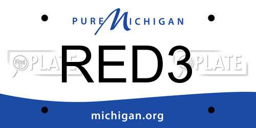 RED3 Michigan License Plate