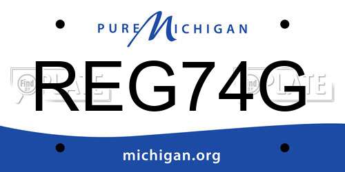 REG74G Michigan License Plate