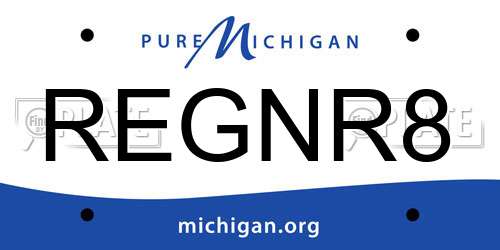 REGNR8 Michigan License Plate