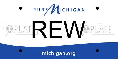 REW Michigan License Plate
