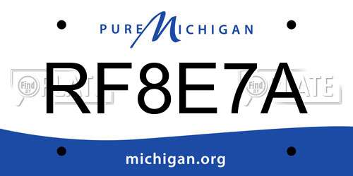 RF8E7A Michigan License Plate