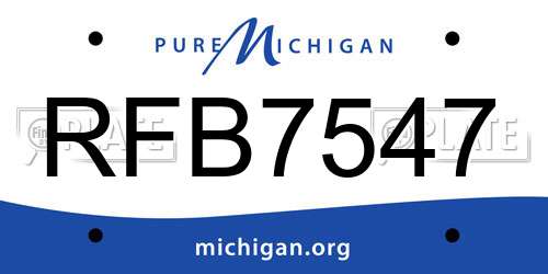 RFB7547 Michigan License Plate