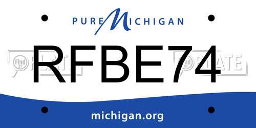 RFBE74 Michigan License Plate