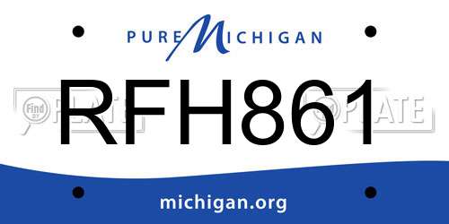 RFH861 Michigan License Plate