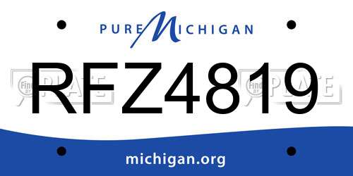 RFZ4819 Michigan License Plate