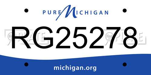 RG25278 Michigan License Plate
