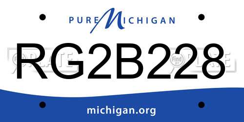 RG2B228 Michigan License Plate