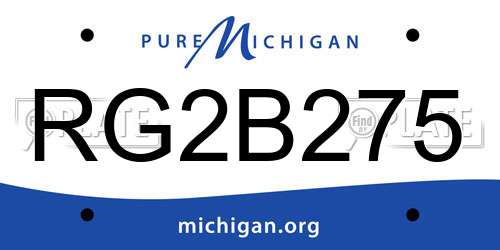 RG2B275 Michigan License Plate