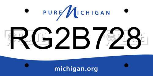 RG2B728 Michigan License Plate