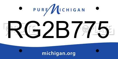 RG2B775 Michigan License Plate